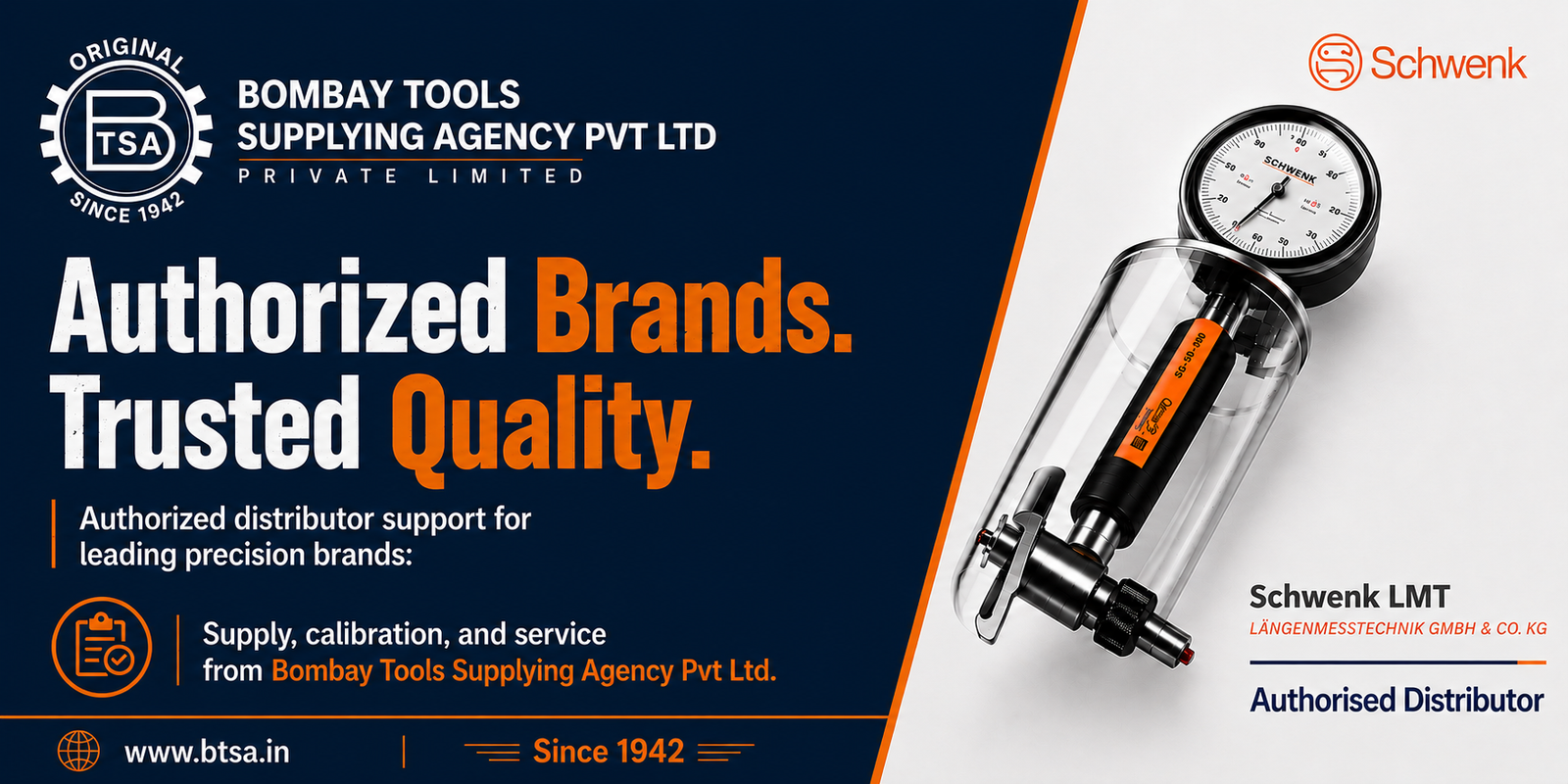 Bombay Tools Supplying Agency (BTSA), authorised Schwenk LMT distributor of precision measuring instruments.