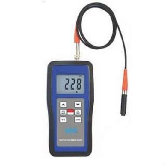 Coating thickness gauge measuring a plated metal part