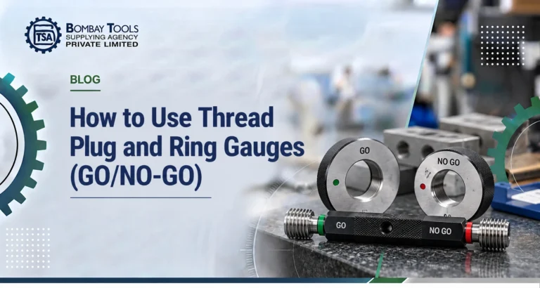 How to Use Thread Plug and Ring Gauges blog banner showing GO and NO-GO thread ring gauges and a double-ended plug gauge