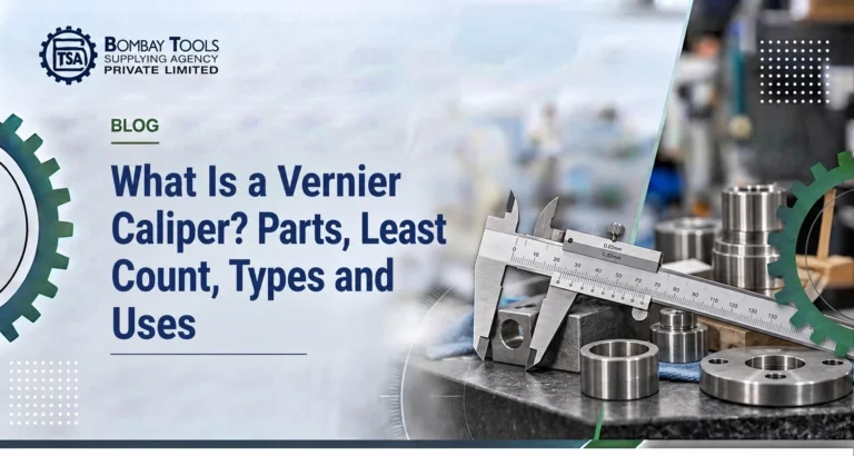 What Is a Vernier Caliper blog banner showing a vernier caliper on a granite surface with machined parts